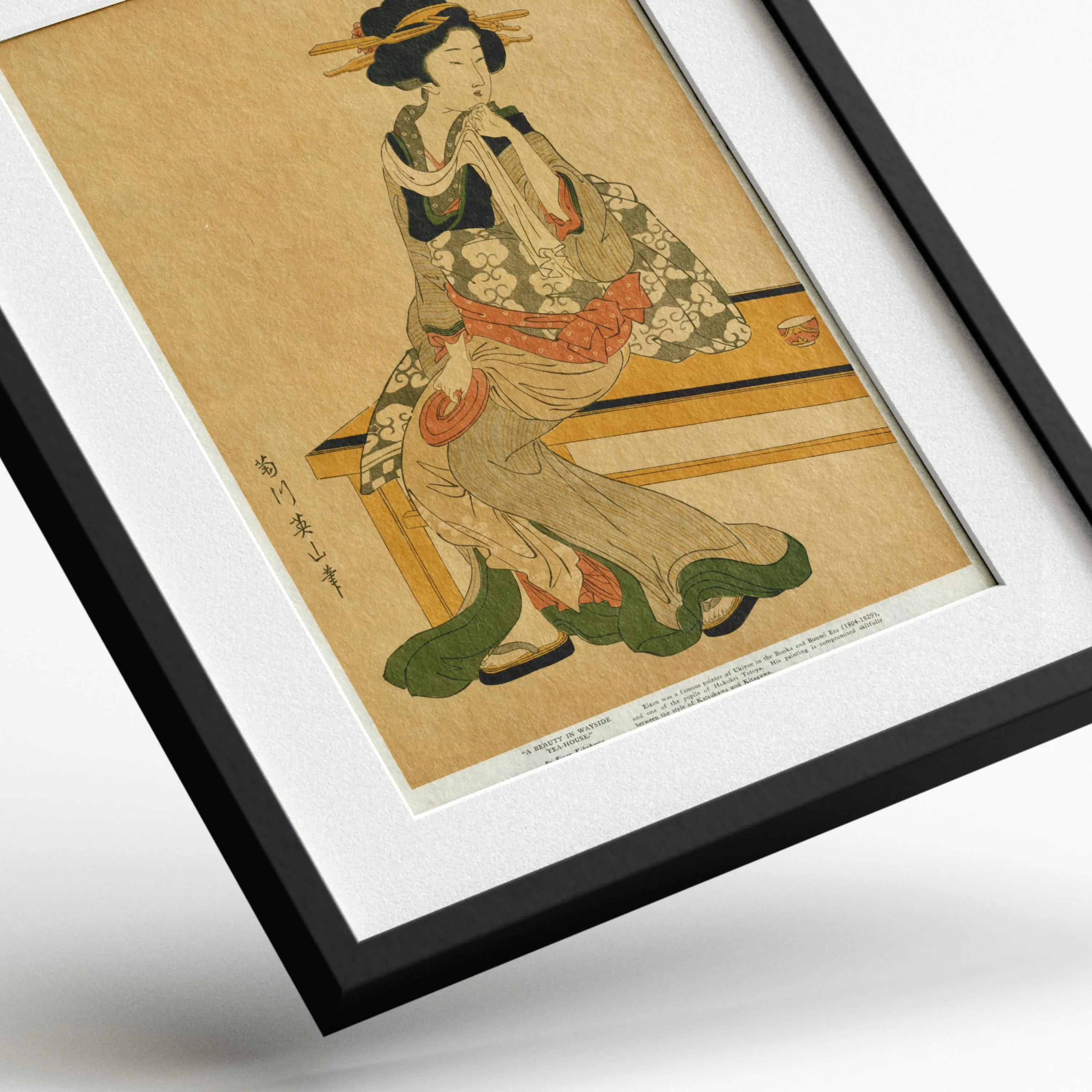 A Beauty in Wayside Teahouse by Kikugawa Eizan — framed preview