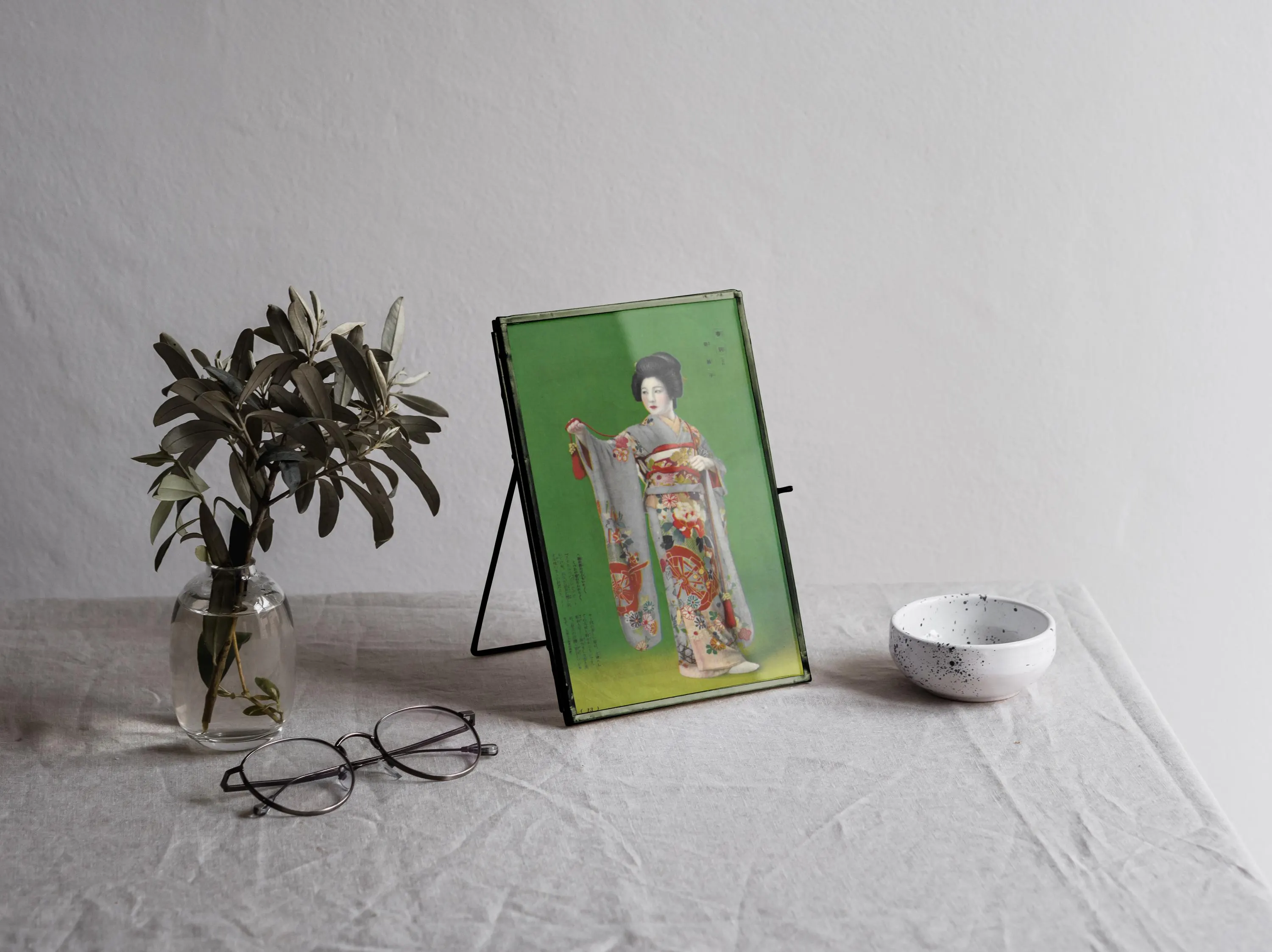 Traditional Japanese Dancer in Elegant Kimono — framed preview