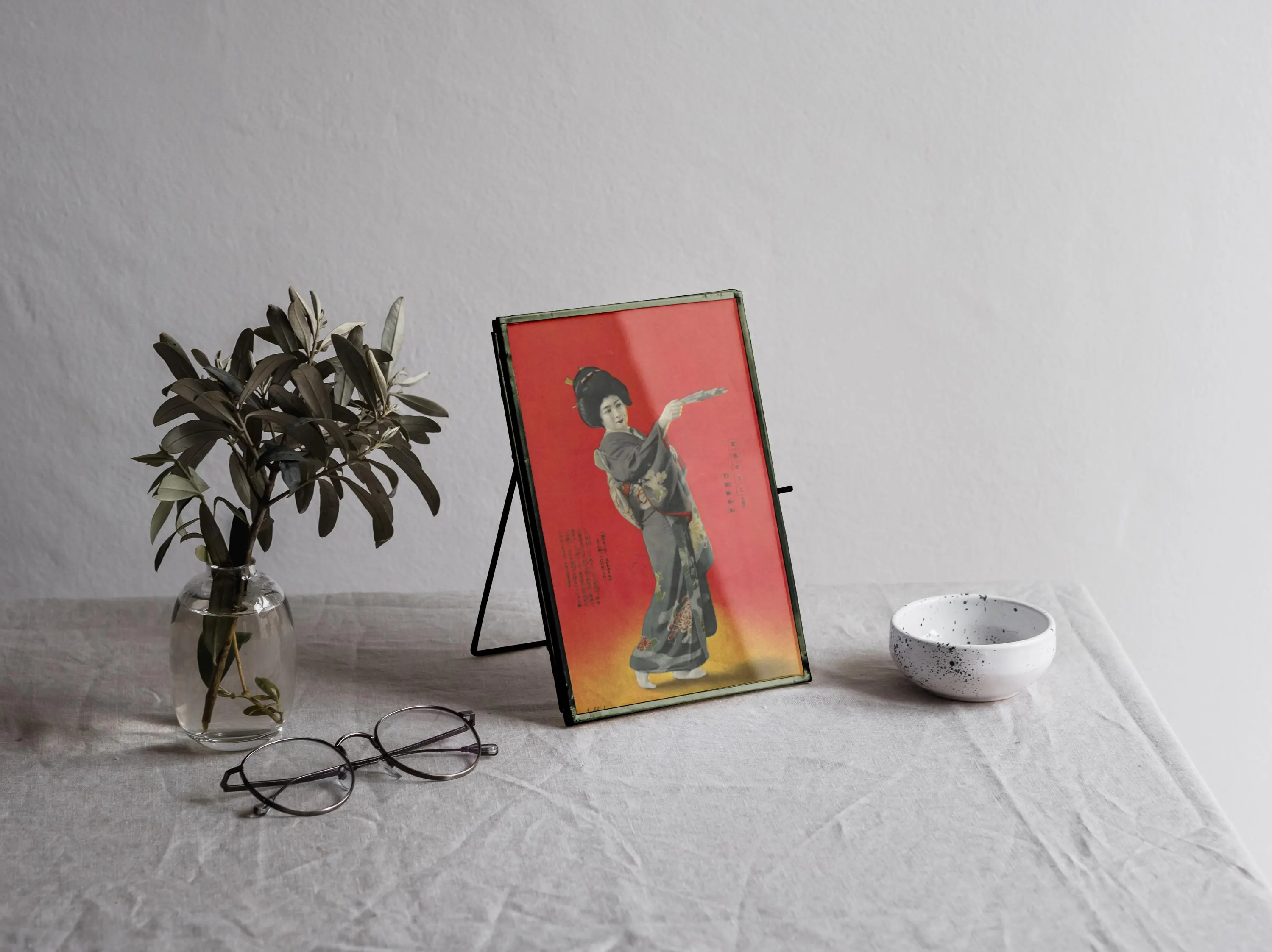Vintage Artistic Photograph of a Traditional Japanese Fan Dancer — framed preview